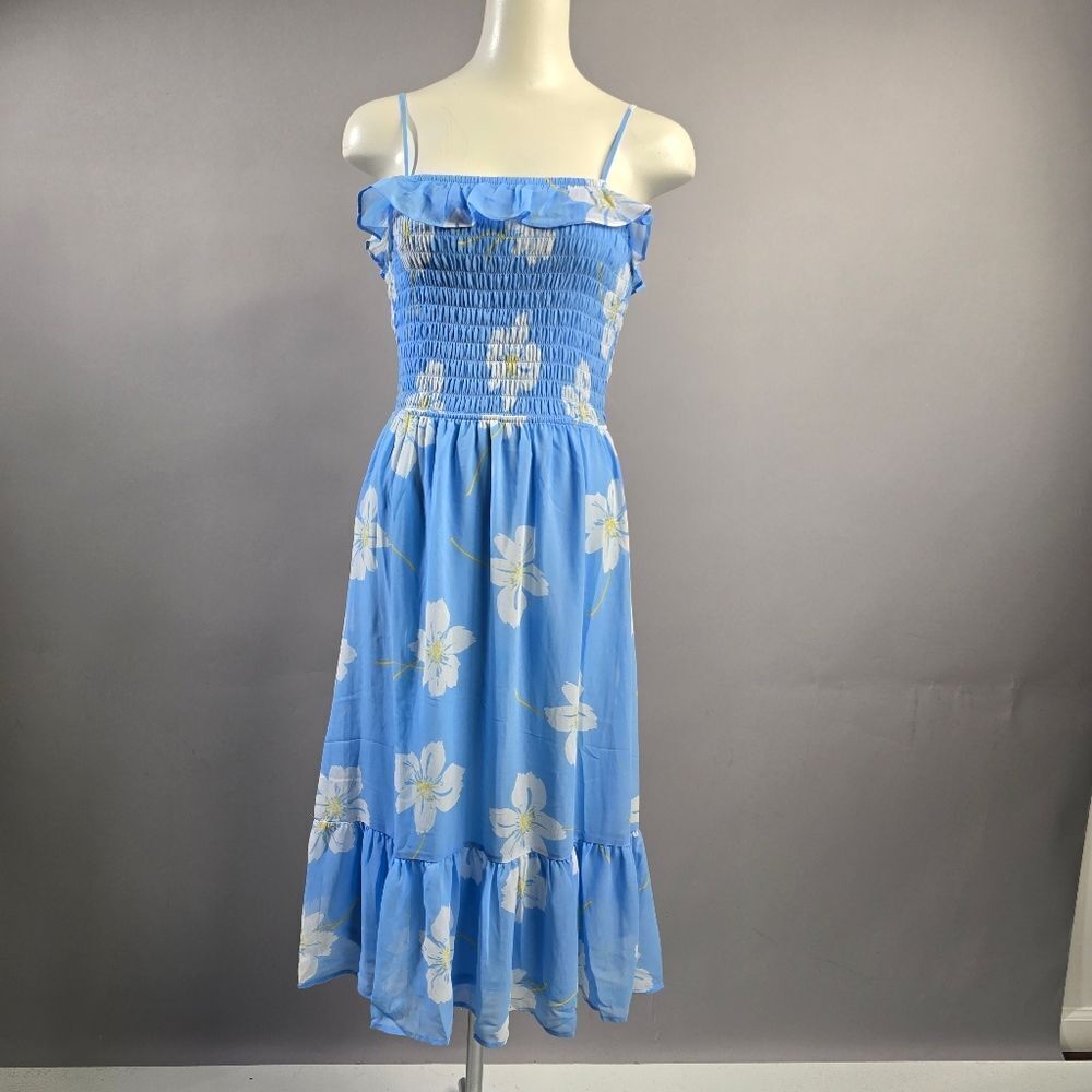 Sienna Sky Light Blue Floral Midi Dress R8